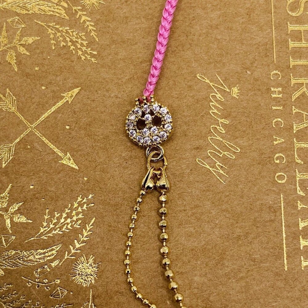 Anthropologie Shiraleah Bracelet Crystal Fringe Mala Pink Chain Feminine String - Picture 4 of 5